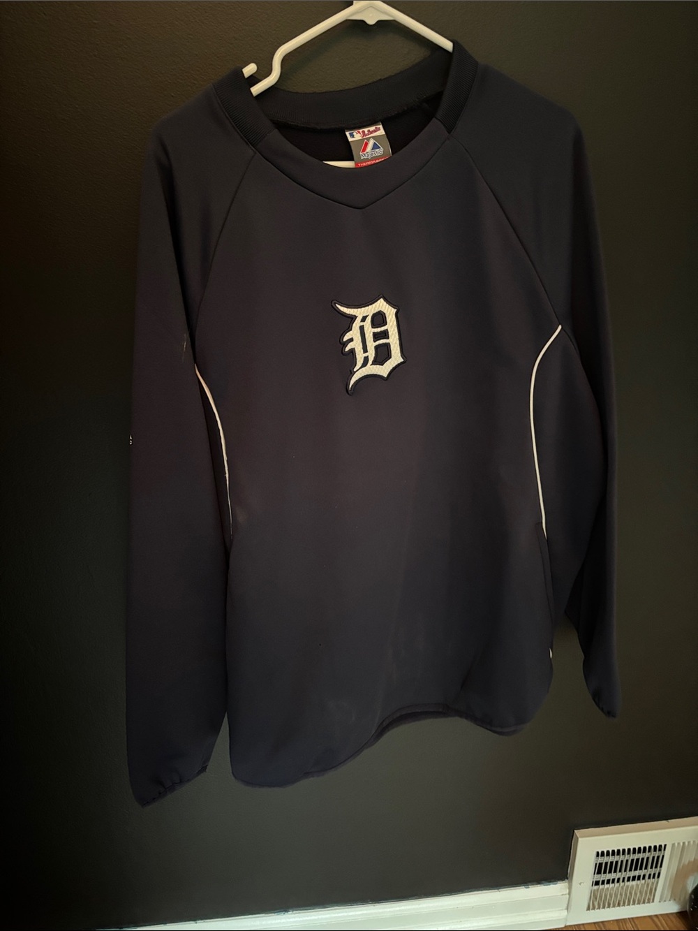 Majestic Navy Crewneck Sweater with White Detailing